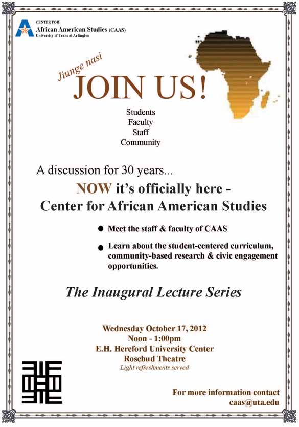 Poster for, the inaugural lecture series