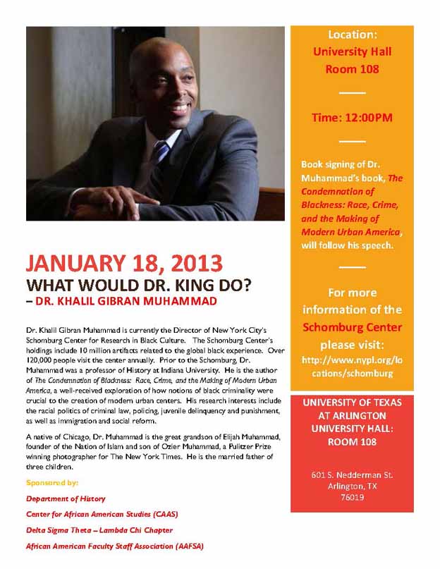 Poster for, Khalil Muhammad lecture