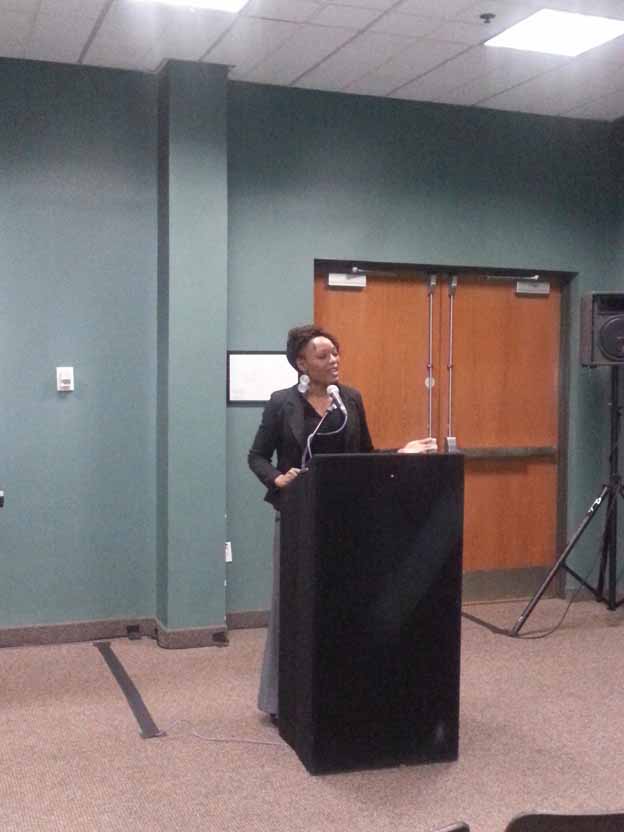 A person standing at a podium