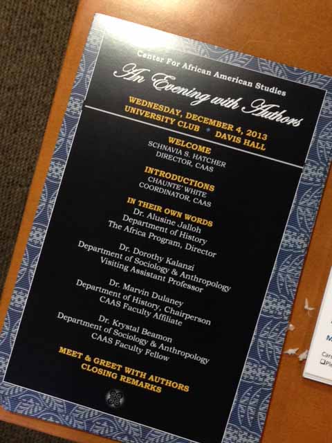 Poster for the event, an evening with authors
