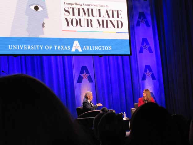 Two people on a stage