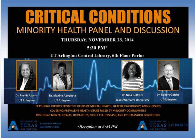 Poster for critical conditions, minority health panel and discussion