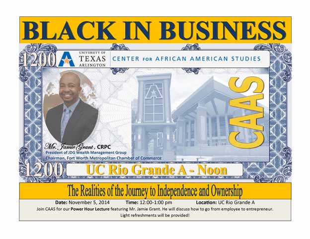 Poster for the C A A S event, black in business