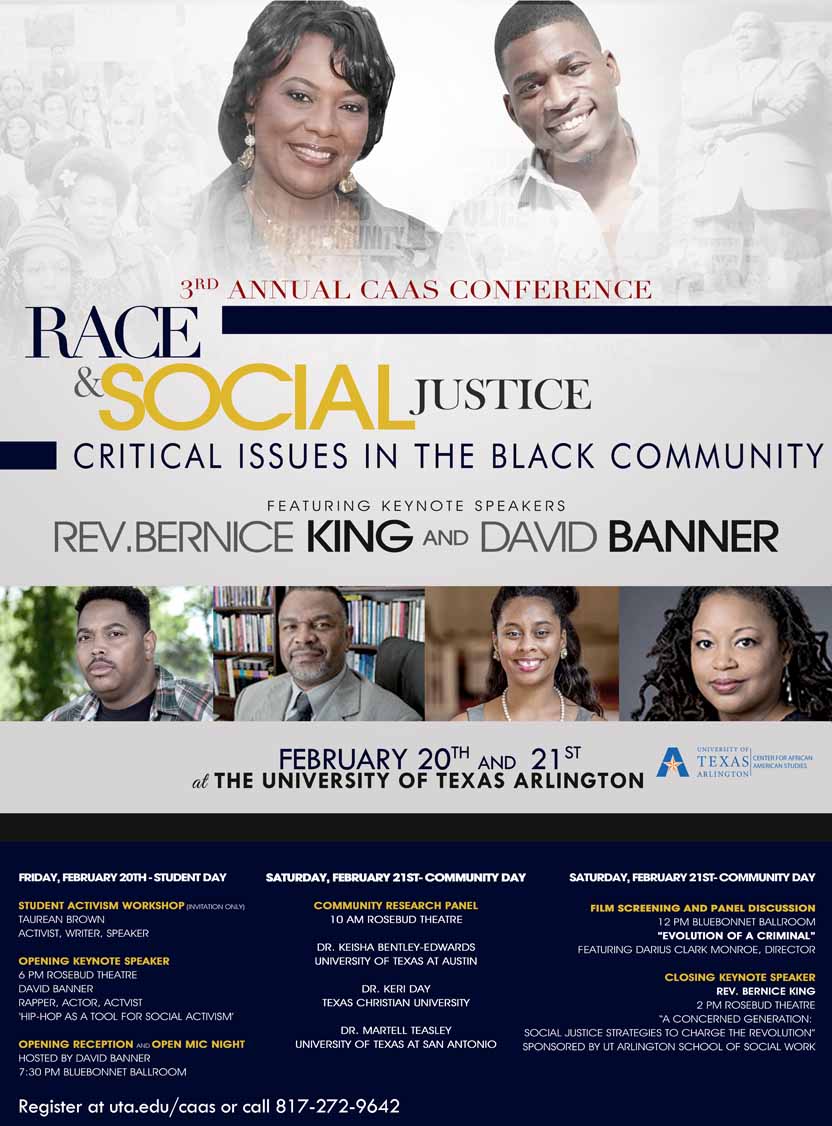 Poster for C A A S conference on race and social justice