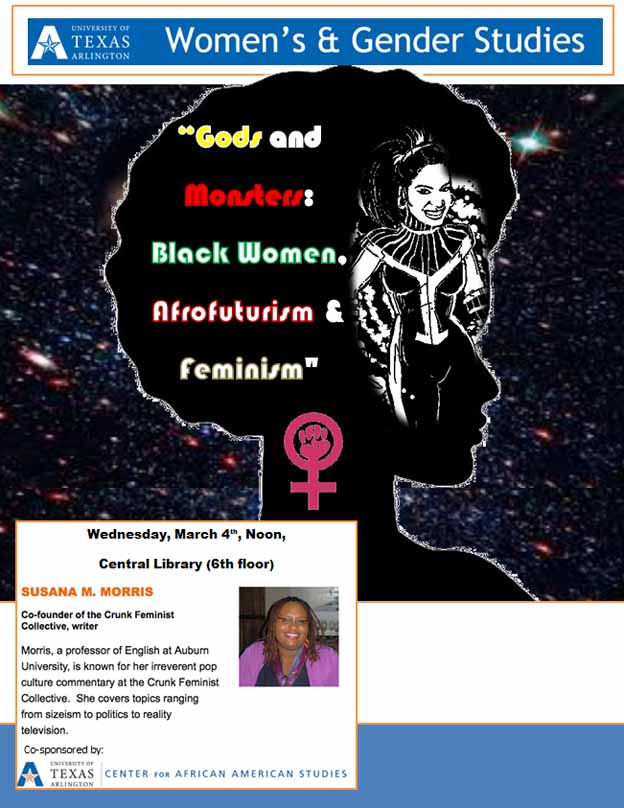Poster for the gods and monsters, black women, afrofuturism and feminism