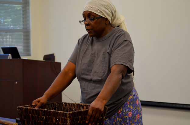 A person holding a basket