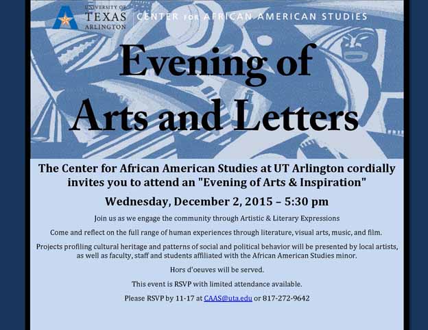 Poster for evening of arts and letters